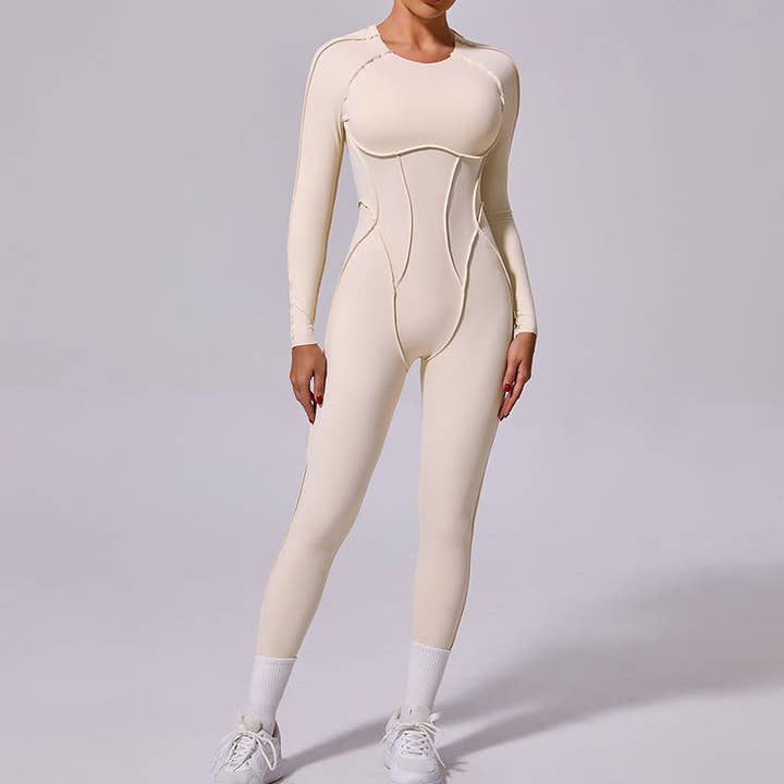 WONDERXFANS - Wholesale Unitard - Women's - One-piece backless tight long sleeve pants yoga bodysuit2