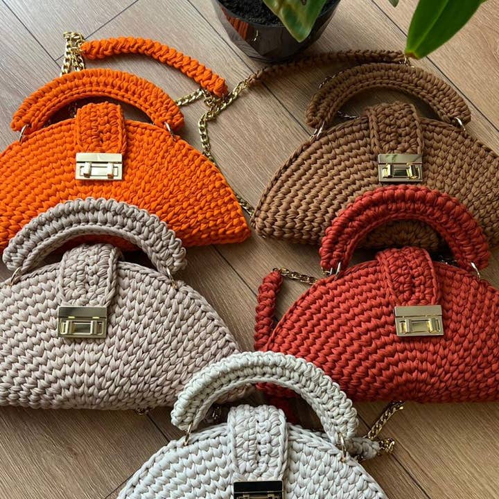 CHQEL - Wholesale Clutch Bag - Women's - CHQEL Round Clutch Bag for Women, Handmade Crochet Purse