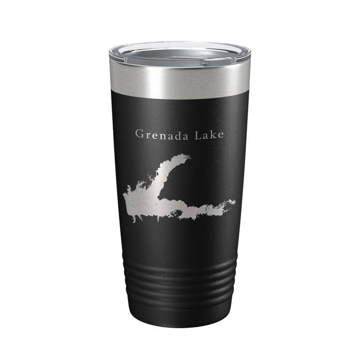 Grenada Lake Map Tumbler Travel Mug Insulated Laser Engraved Coffee Cup Mississippi 20 oz for wholesale by CarveBright