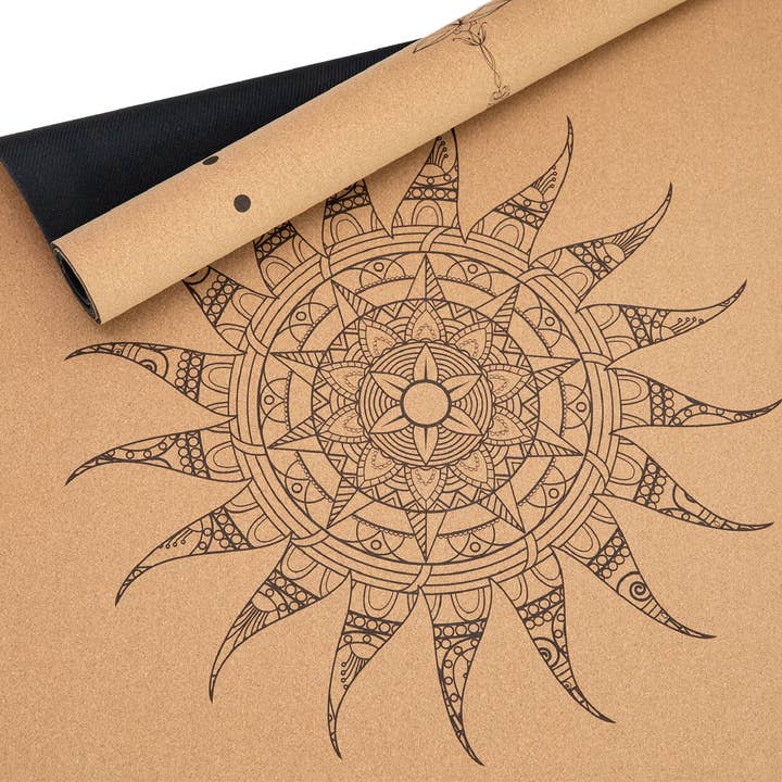 Divasya - Wholesale Yoga Mat - Cork & Natural Rubber Yoga Mat | 183 x 66 x 0.4cm | in 6 Yoga Designs | with Carrying Strap12