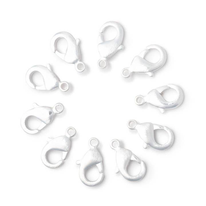 12mm Sterling Silver plated Brushed Lobster Clasp Set of 10 for wholesale by The Bead Traders