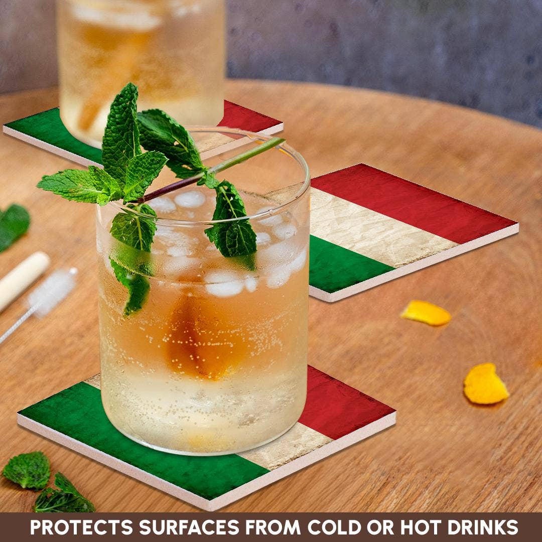 3dRose - Wholesale Coasters - 3dRose, Italian Flag Old Look Trendy Work , Coaster2