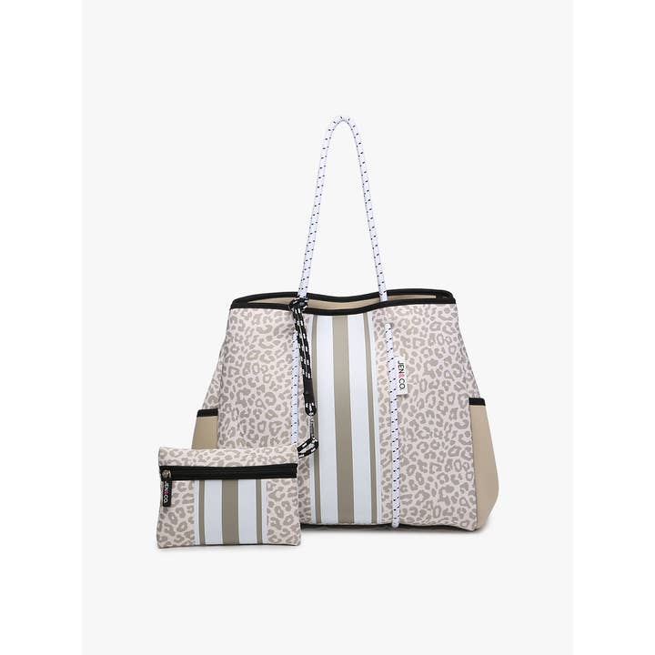 JNC RT (Jen & Co. Outlet) - Wholesale Tote Bag - Women's - M2146STRP Annabella Large Striped Neoprene Tote