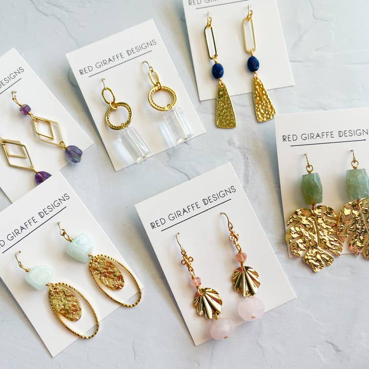 Red Giraffe Designs - Wholesale Dangle Earrings - Assorted Long Gold Earrings2