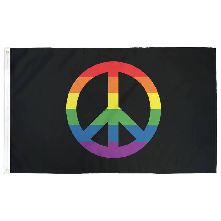 Rainbow Peace Sign Flag for wholesale by Flags For Good