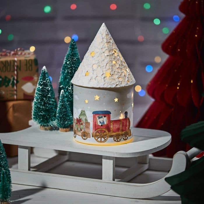 Langs - Wholesale Christmas Decoration - Xmas Train Led Lantern Paper With Cutout Stars Boxed0