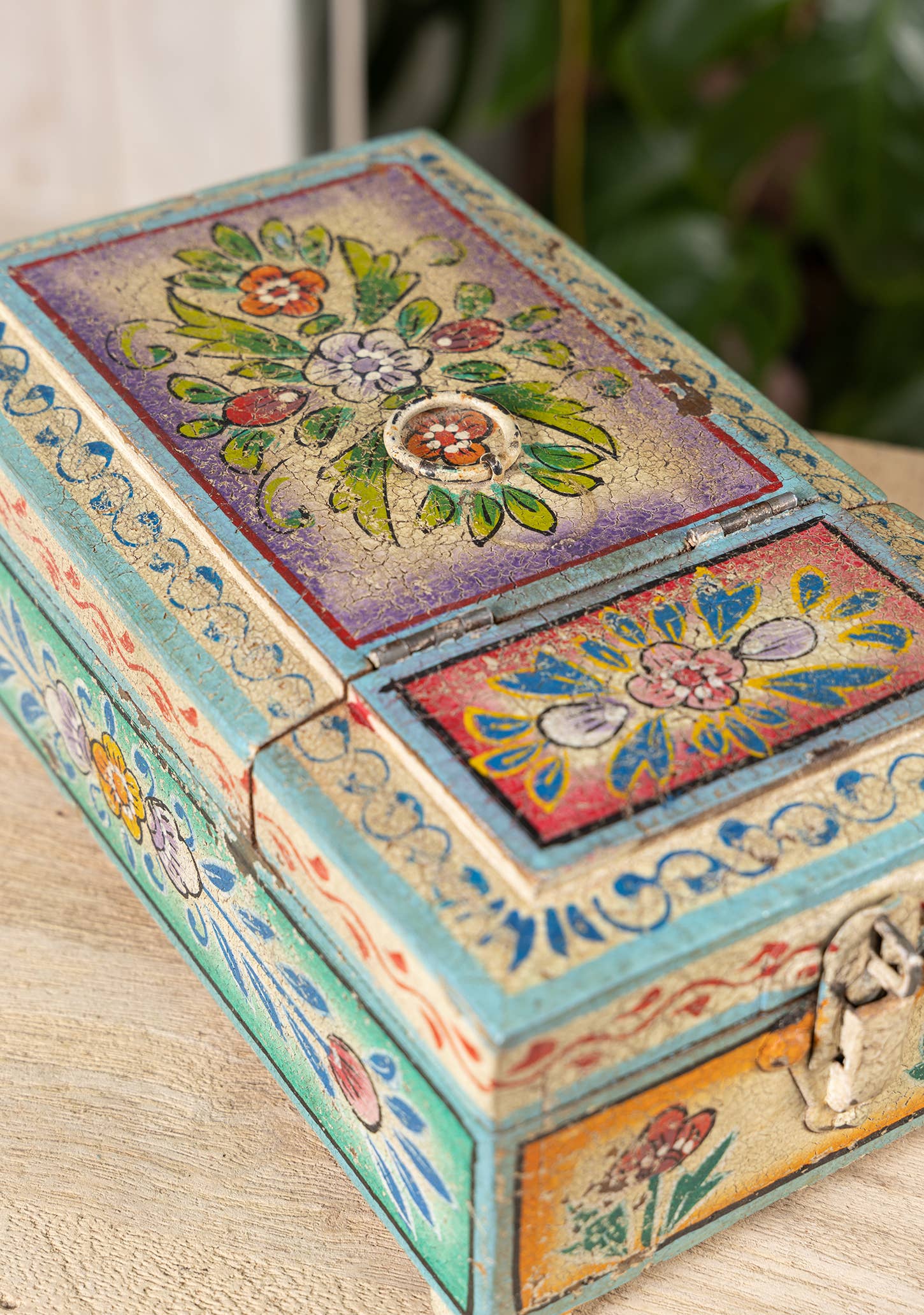 Namaste – Engroshandel Smykkesskrin – Vintage spejlæske i lilla og turkis3