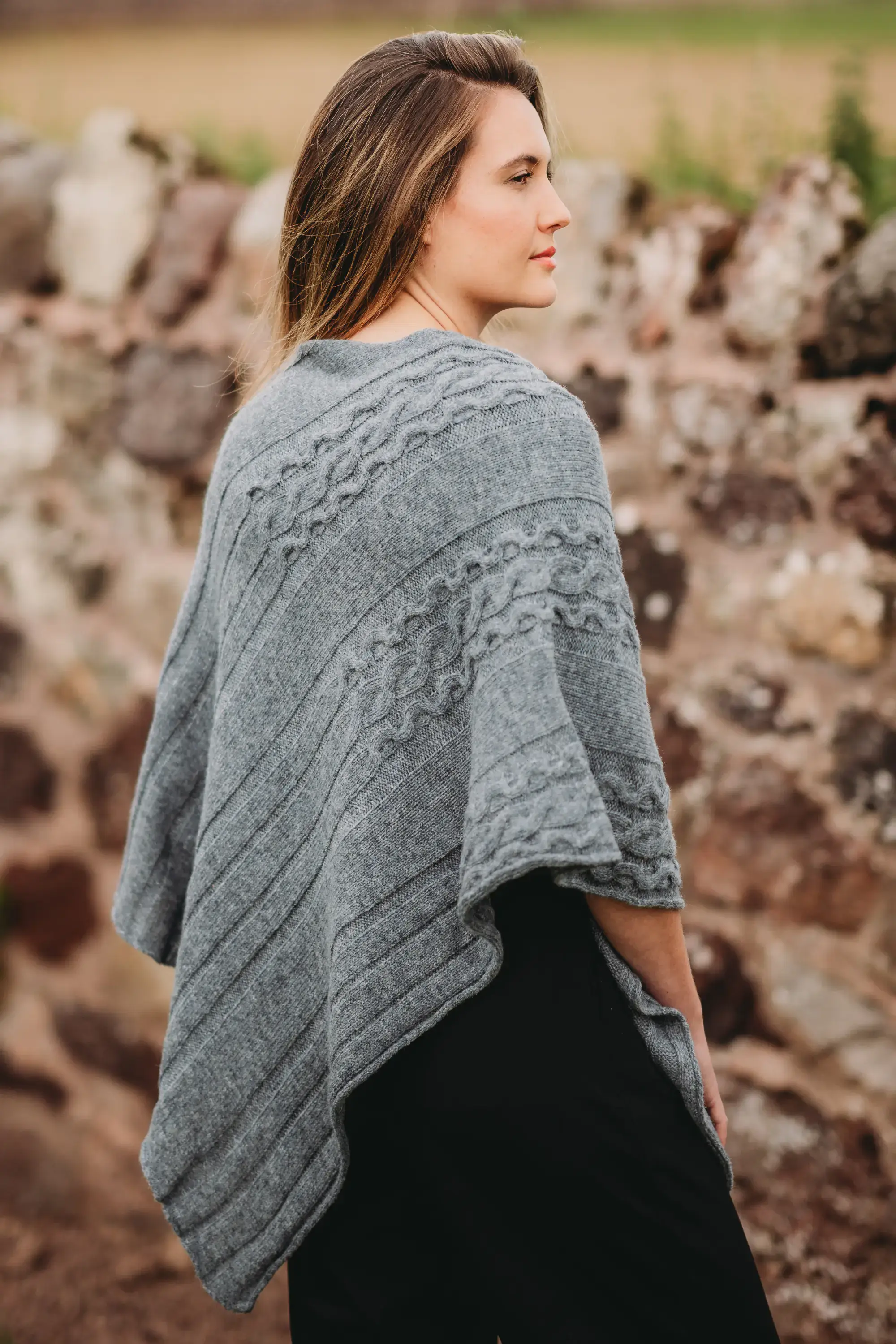 Knitted in Edinburgh - Wholesale Poncho - Women's - Burn Barra Shawl1