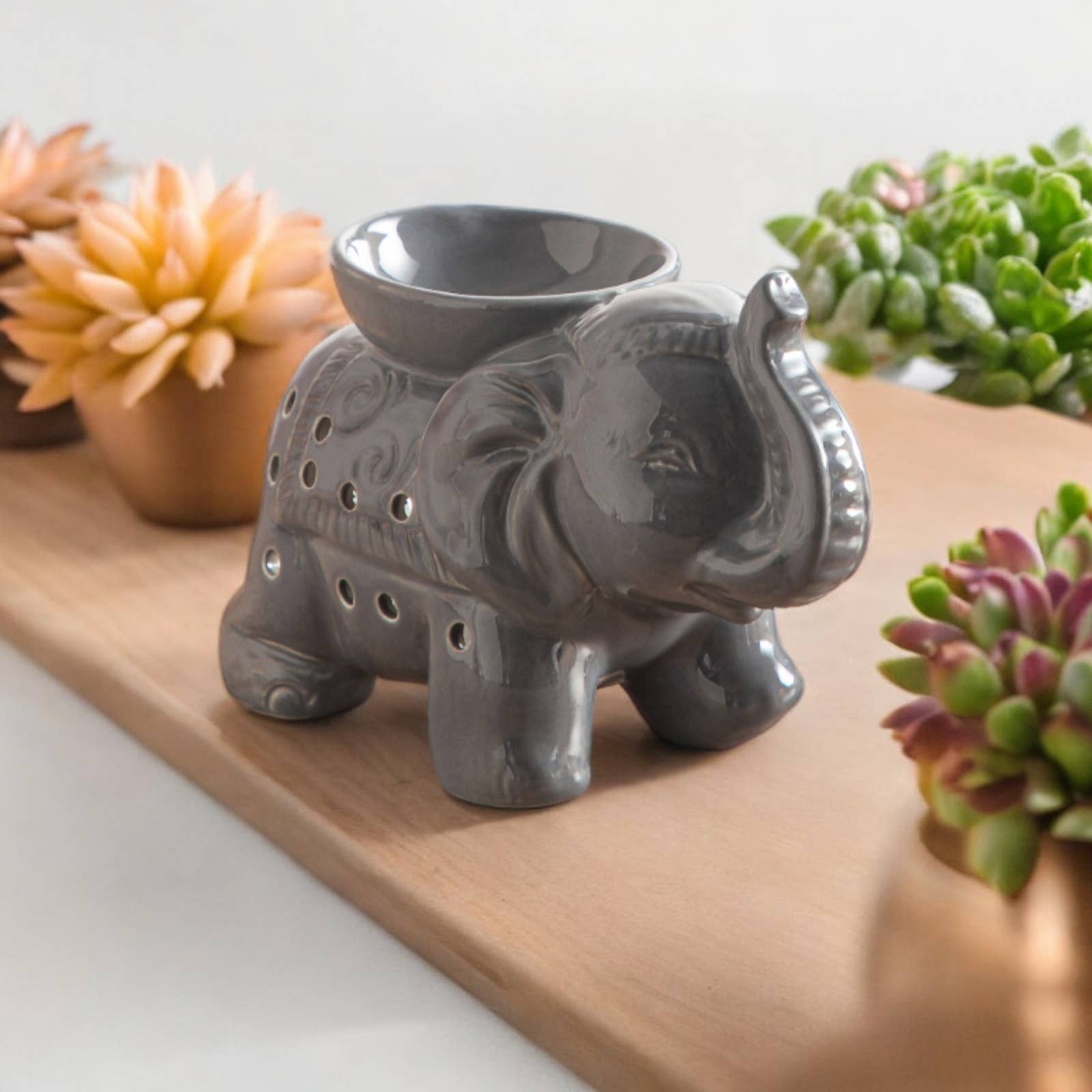 Zen'Arôme - Vendita all'ingrosso Portacandele - Bruciatore olio fondente cera profumata elefante Tandor grigio6