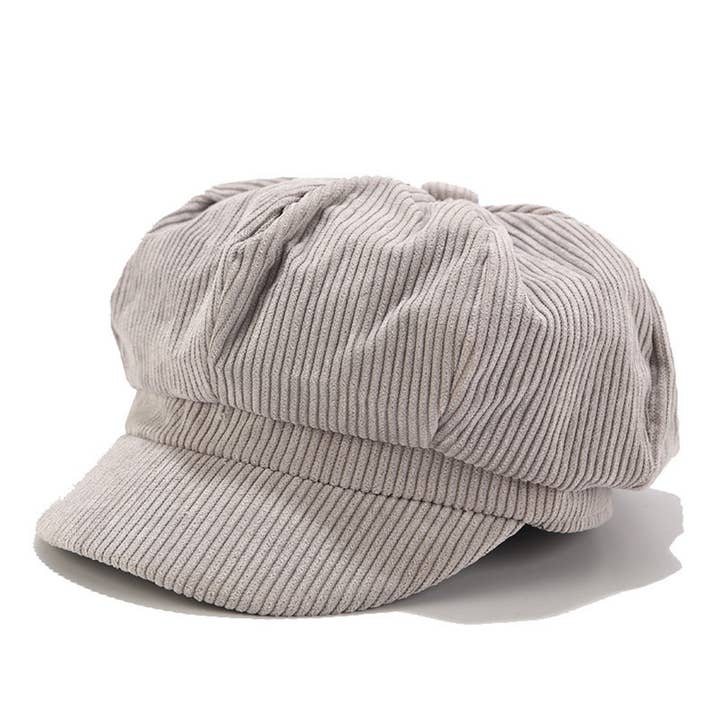 Wholesalesir - Vente Casquette gavroche – femme - Chapeau octogonal rétro en velours côtelé3