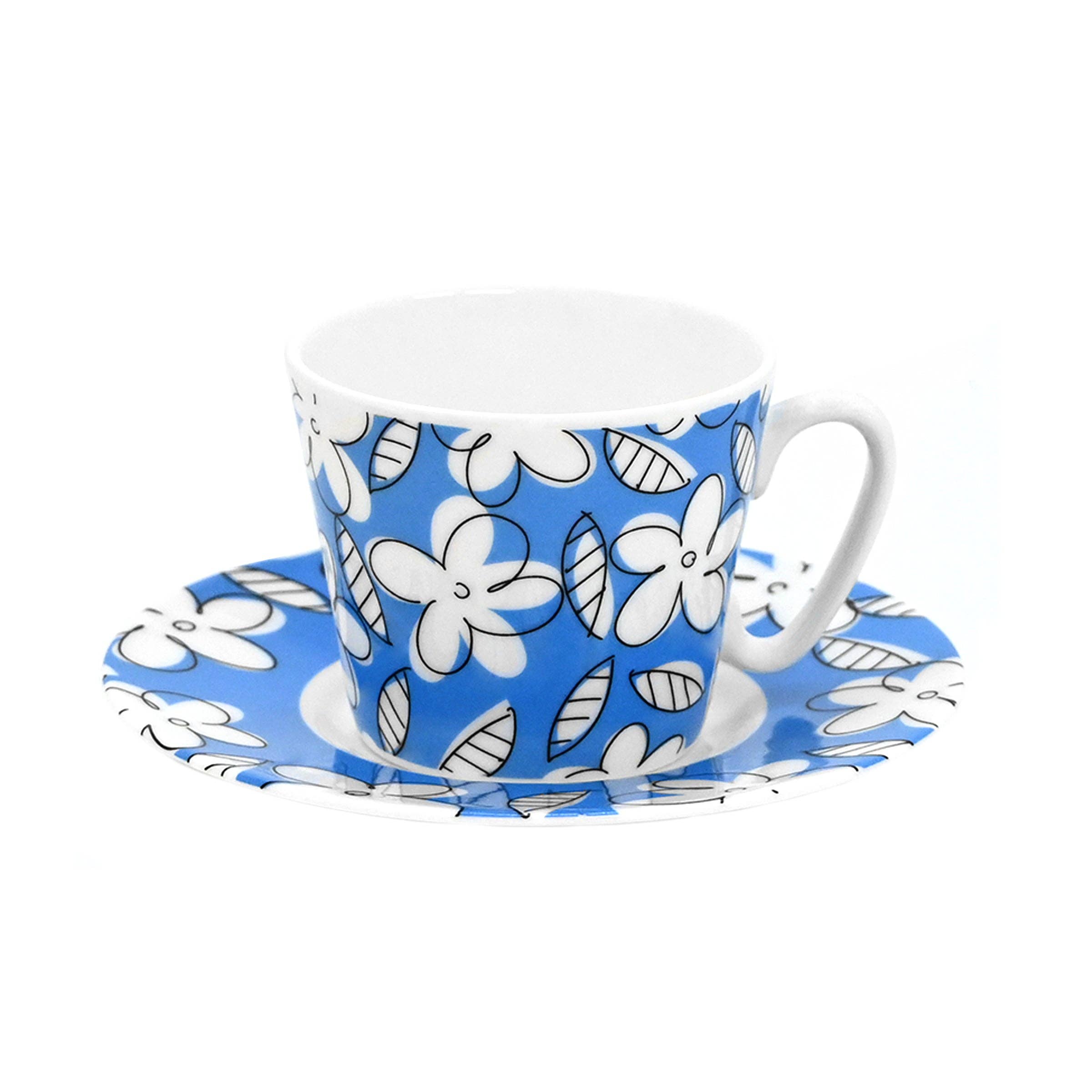 BRITTO® - Vendita all'ingrosso Tazza da tè/caffè - Tazza da caffè espresso BRITTO® con piattino - Fiori blu