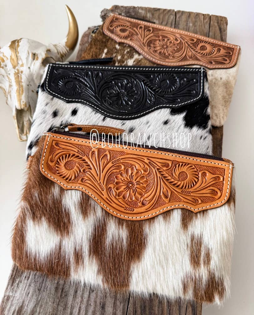 Boho Ranch Shop – wholesale Wristlet – LEXIE COWHIDE WRISTLET Western Hairon Purse Bag10