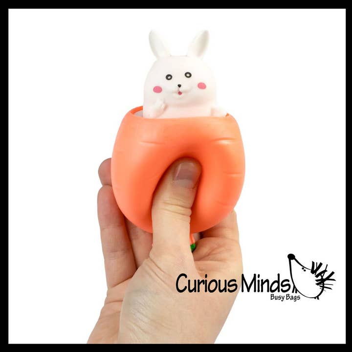 Curious Minds Toys – wholesale Fidget toy – Kids – 1 Bunny in a Carrot Adorable - Easter Peek a Boo Fidget - Cu3