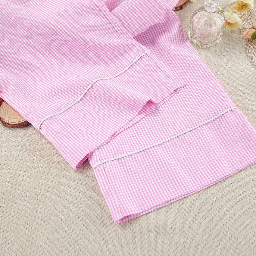 Dipped Shop - Wholesale Sleepwear Set - Women's - Color Block Plaid Loungewear Pajamas Set DP25F8736