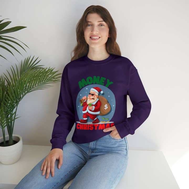 Sudadera navideña de Papá Noel que roba dinero para venta al por mayor de Victorholistics