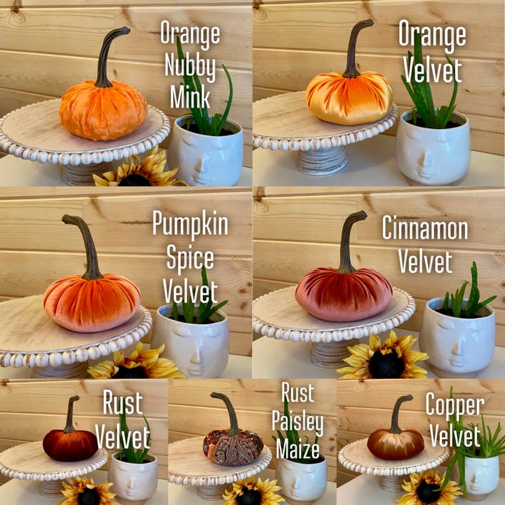 Leanne Bruce Co. - Wholesale Decorative Tabletop Object - Fabric Pumpkins LARGE Fall to Summer Colorful Home Decor 3