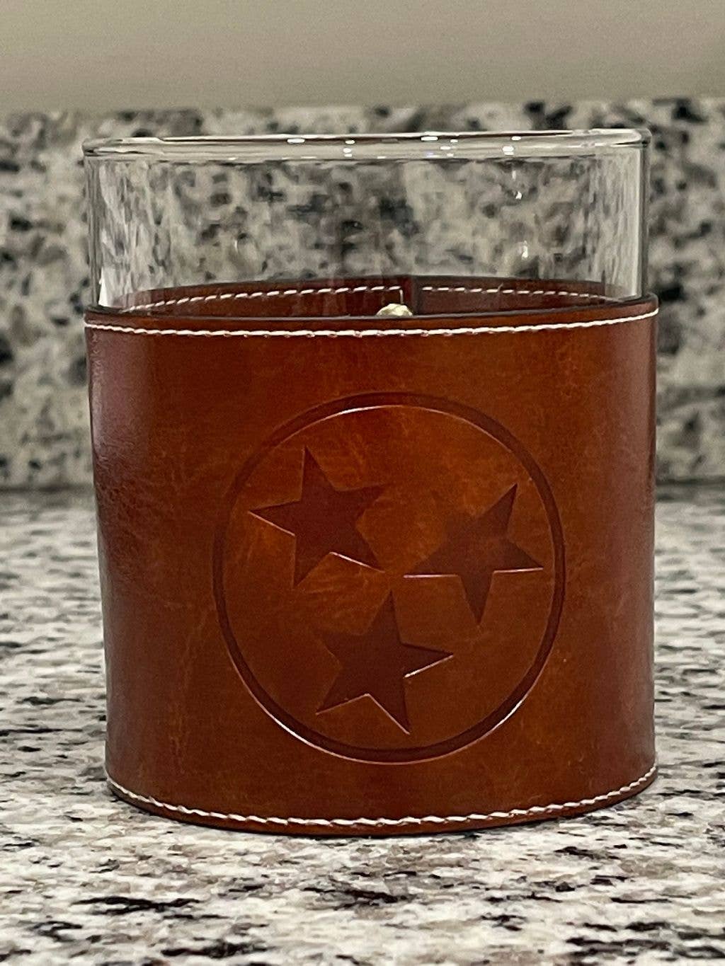 Barrel Down South - Wholesale Cocktail/liquor glass - Tennessee Tri-Star Faux Leather Rocks Glass
