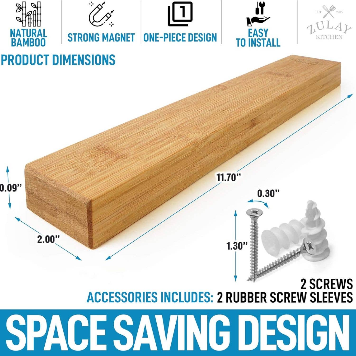 Zulay Kitchen - Vendita all'ingrosso Portacoltelli - Porta coltelli magnetico in legno con forte tenuta magnetica6