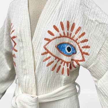 Mila∞Miro by Emelie - Wholesale Robe - Women's - Muslin Robe Awake Evil Eye | Turkish Kimono Awake Evil Eye3