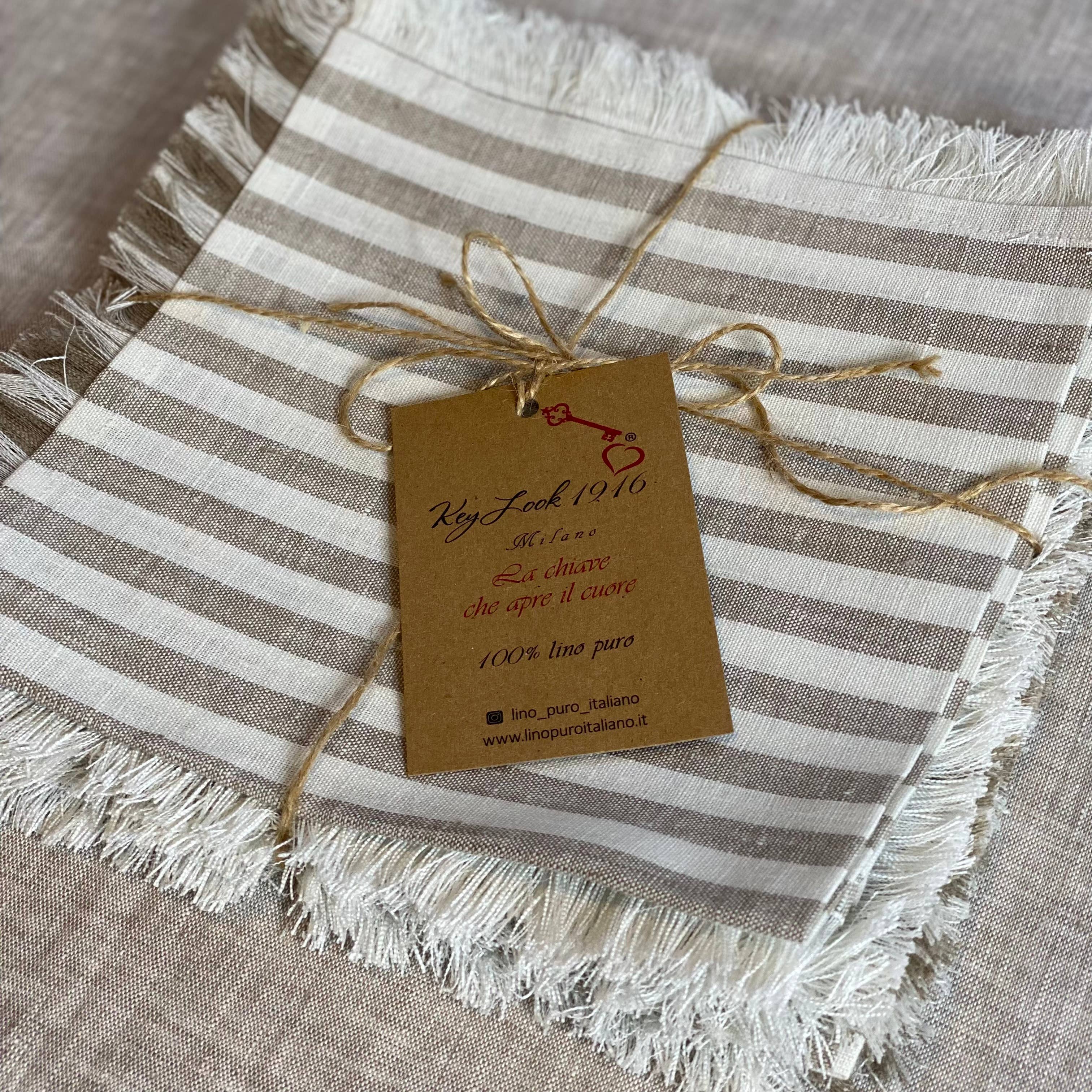 KEY LOOK1916 MILANO - Venta al por mayor Servilletas de tela - Servilletas de lino con flecos10