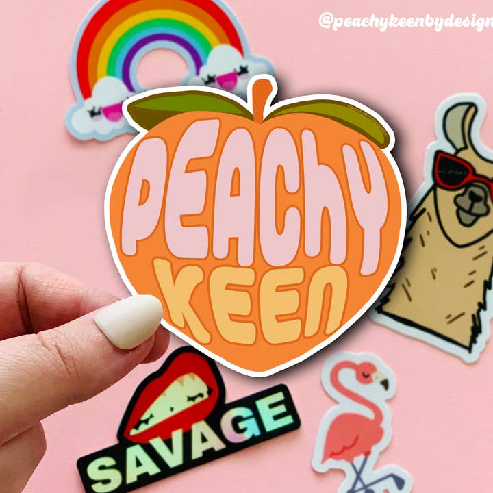Peachy Keen by Design Co - Wholesale Sticker - Peachy Keen Peach Sticker
