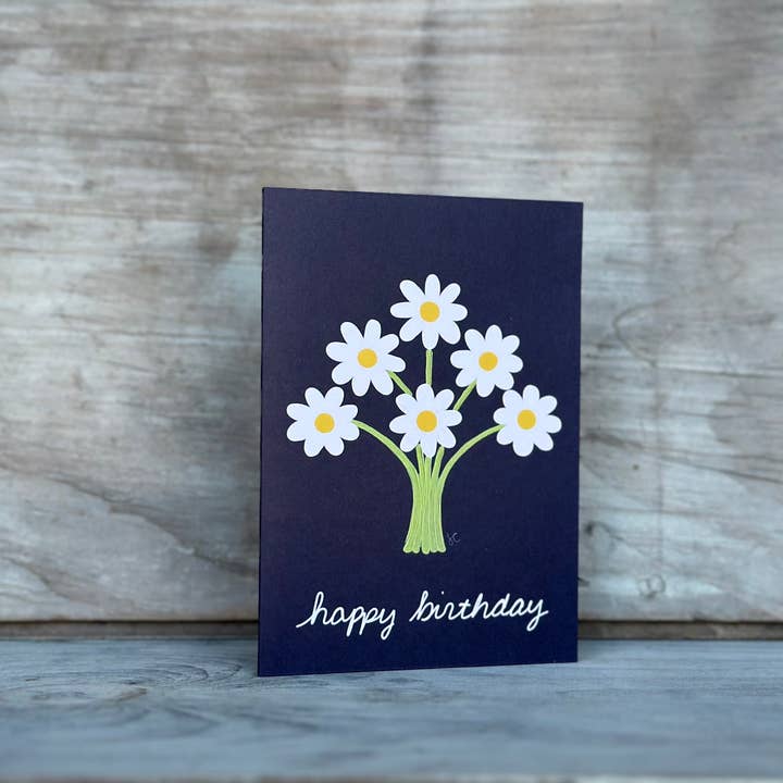 Citrus Daisy – wholesale Birthday card – White Daisy Bouquet Happy Birthday3