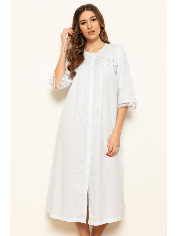 Cottonreal - Wholesale Nightgown - Women's - Cassia Victorian Cotton Lawn Housecoat Nightdress