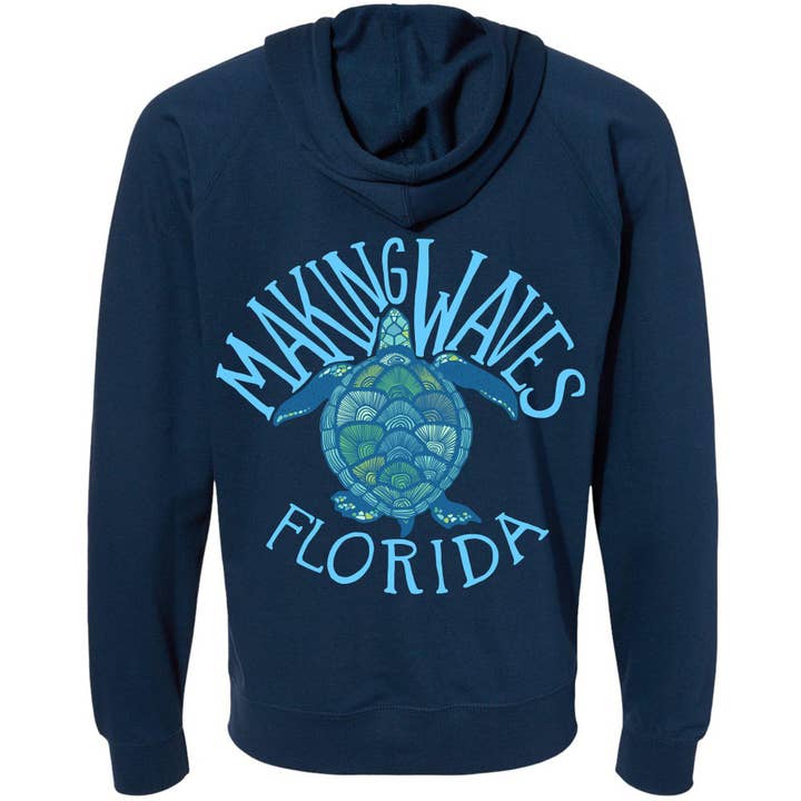 Sea Turtle Florida Raglan Zipper Hoodie for wholesale by State Bliss