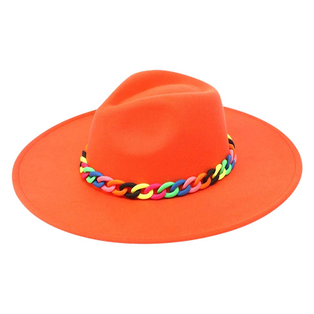 Madeline Love - Wholesale Fedora - Women's - Colorful Chain Accented Solid Panama Hat3