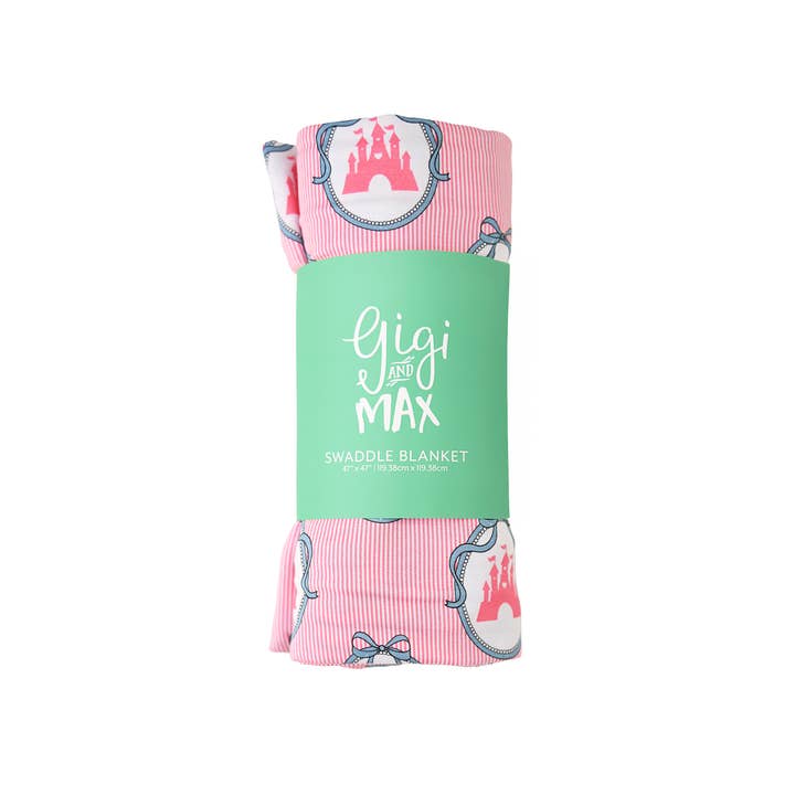Maeve Castles SWADDLE Bamboo Baby Blanket Coming Home Gift for wholesale by Gigi and Max