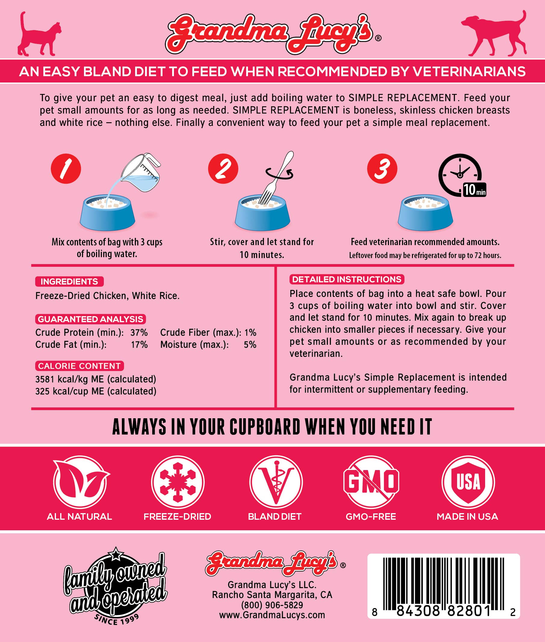 Grandma Lucy's - Wholesale Pet Food - Dog - Simple Replacement - Chicken & White Rice 7oz1