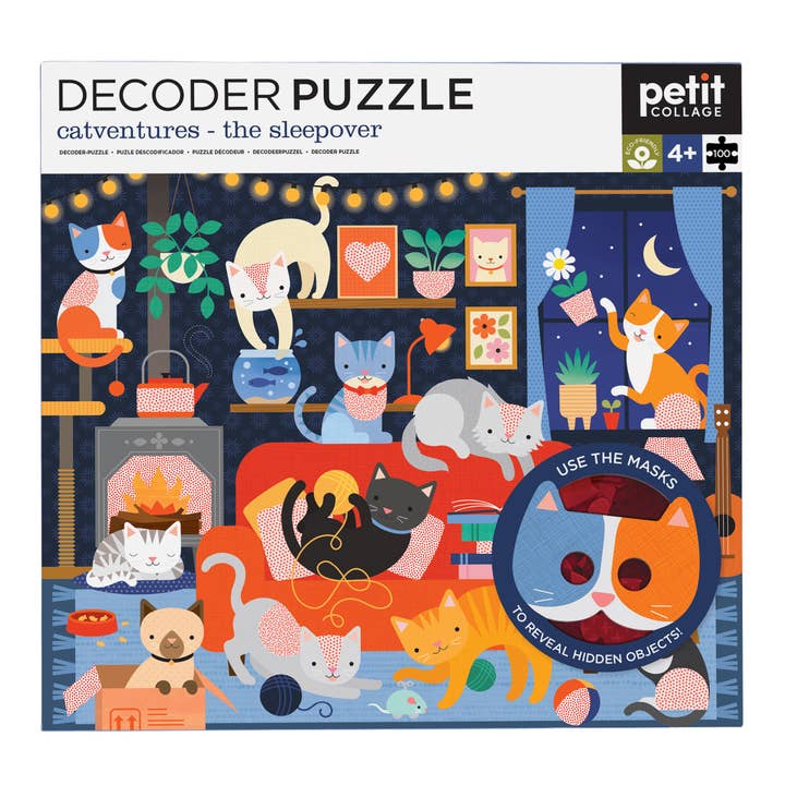 Chronicle Books - Wholesale Puzzle - Kids - Catventures - The Sleepover: 100-Piece Decoder Puzzle