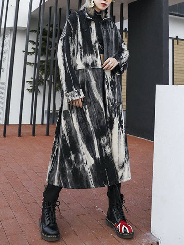 NERO Trench larghi con scollo rotondo a maniche lunghe con coulisse e cerniera divisa in vendita all'ingrosso su Faire6