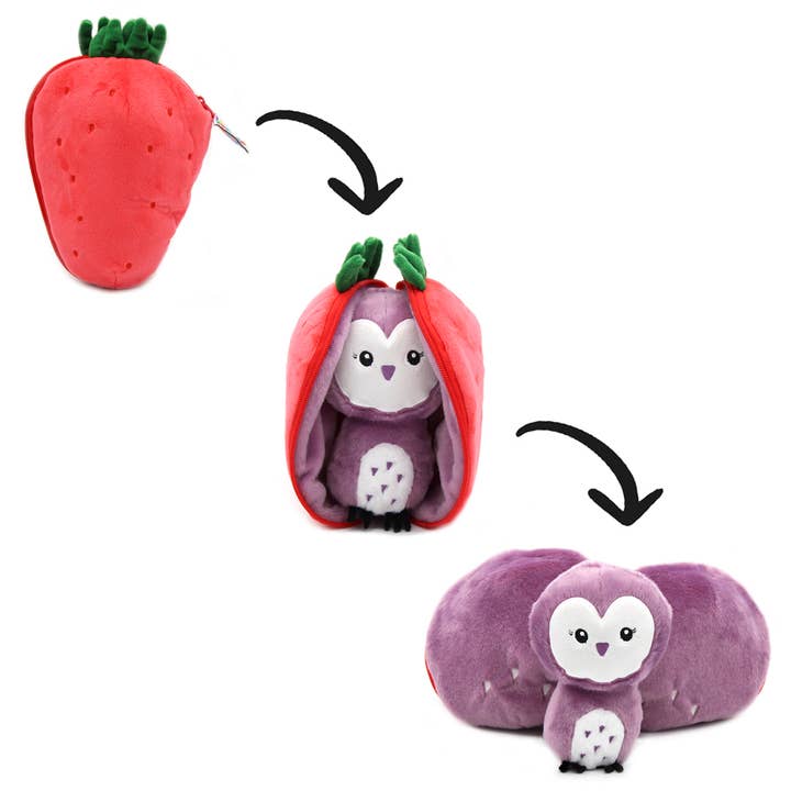 FLIPETZ - Plush Violet the owl / Strawberry for wholesale by Les Déglingos, France