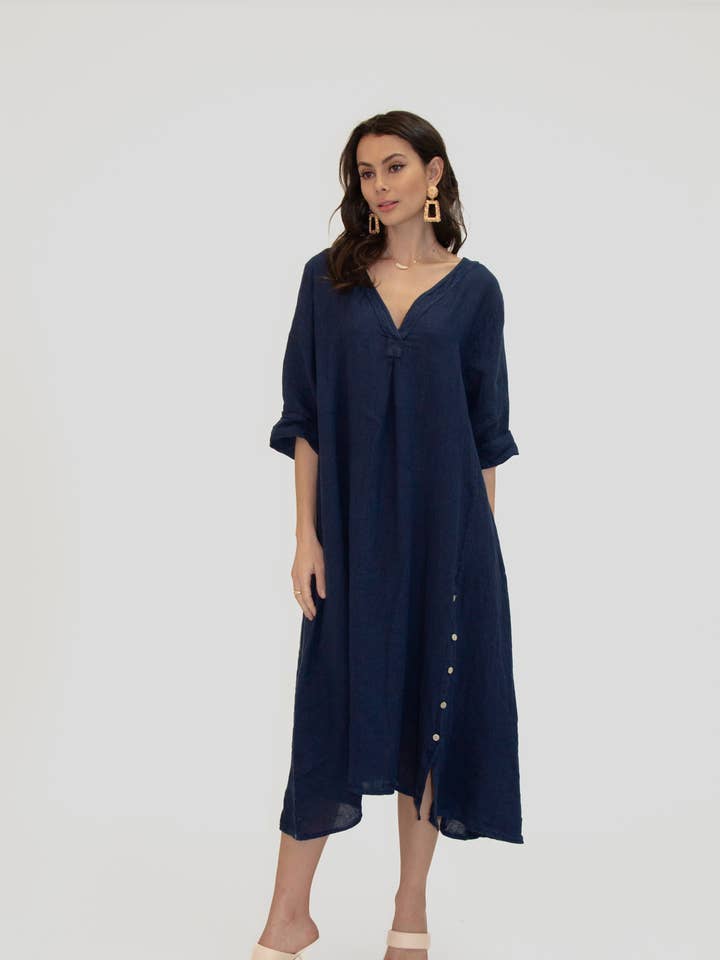 Robe en lin LEL-R21938L pour la vente par ORNELLA PARIS
