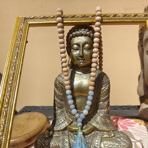 Mala en Angélite et Amazonite 108 perles pour la vente par Con Le Stelle