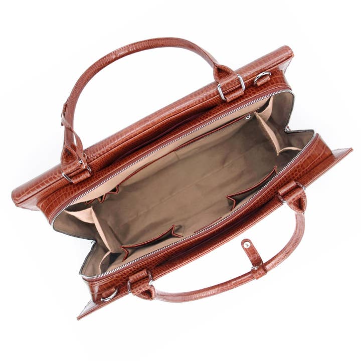 Socha - Venta al por mayor Bolsa de portátil - Mujer - Bolso para ordenador portátil/bolsa de negocios para mujer - punta plateada marrón 15 pulgadas7