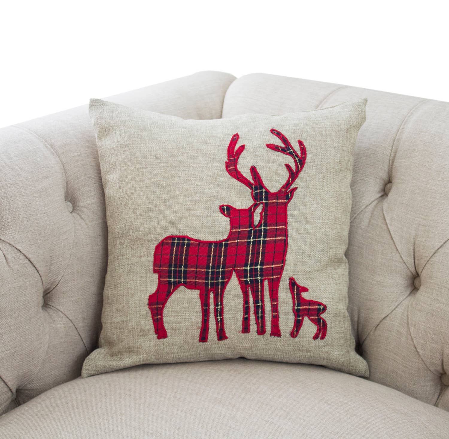 Fennco Styles - Wholesale Throw/Decorative Pillow - Plaid Reindeer 17" Decorative Throw Pillow4
