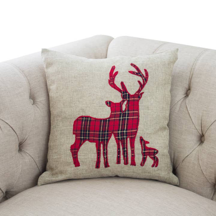Fennco Styles - Wholesale Throw/Decorative Pillow - Plaid Reindeer 17" Decorative Throw Pillow4