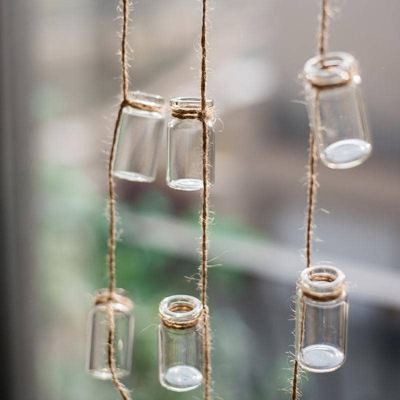 Rustic Reach - Wholesale Hanging Planter - Glass Planter Rope Hanging Small Planter 55" Long (Set of 3)3
