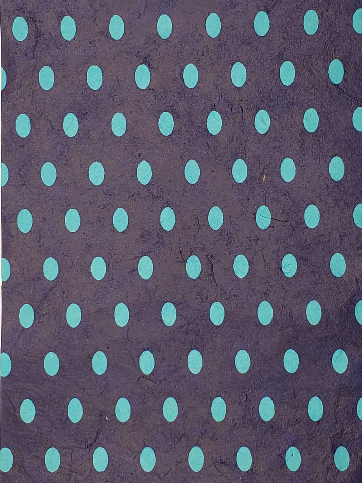 Lokta Printed Polka Dots Aqua On Deep Blue for wholesale by Aitoh Company