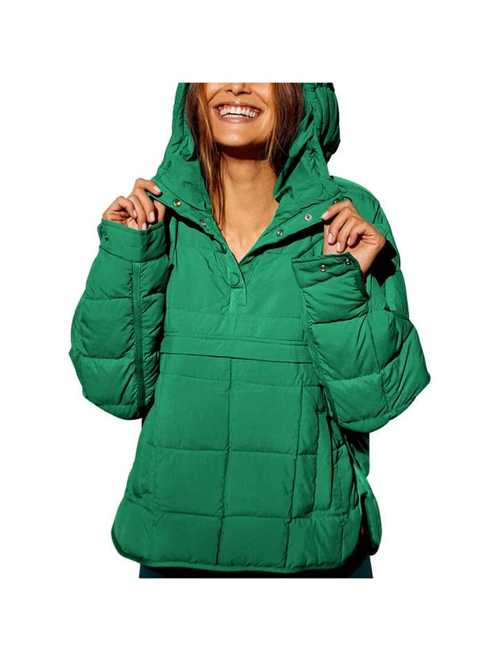 Sweetkama - Wholesale Puffer Jacket - Women's - Ladies Button Pullover Hooded Padded Puff Jacket SKT475541