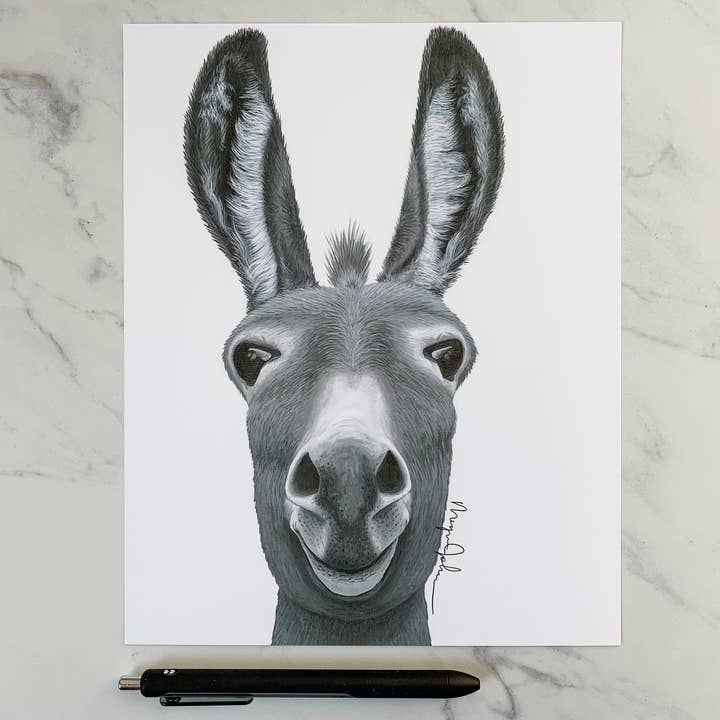 Reflections by Megan - Venta al por mayor Ilustración - Pintura acrílica de burro, arte moderno de granja3