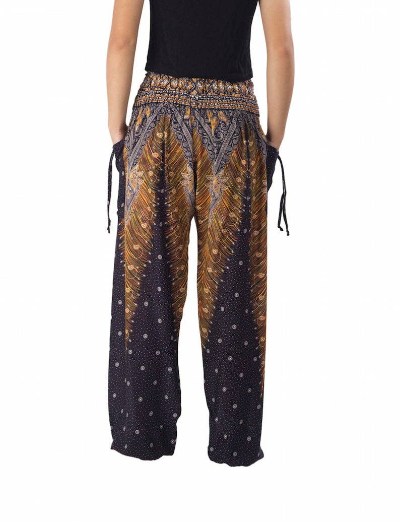 Studio 12 Collective (previously Ethnic Lanna) – Großhandel Hose – Damen – Haremshose Boho mit gesmokter Taille und Taschen - Pfau2