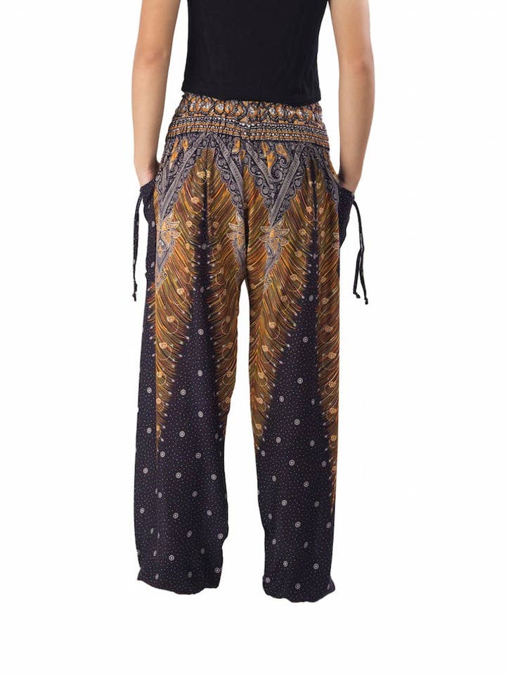 Studio 12 Collective (previously Ethnic Lanna) – Großhandel Hose – Damen – Haremshose Boho mit gesmokter Taille und Taschen - Pfau2