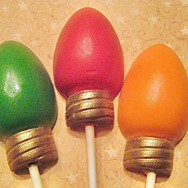 Delightful Chocolates - Wholesale Lollipop - Christmas Tree Light Bulb Chocolate Lollipops 1