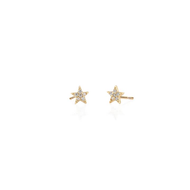 Star Crystal Stud Earrings 18K Gold Vermeil | Sterling Silver CZ Crystals Nickel Free Hypoallergenic Ships from CA for wholesale by Kris Nations