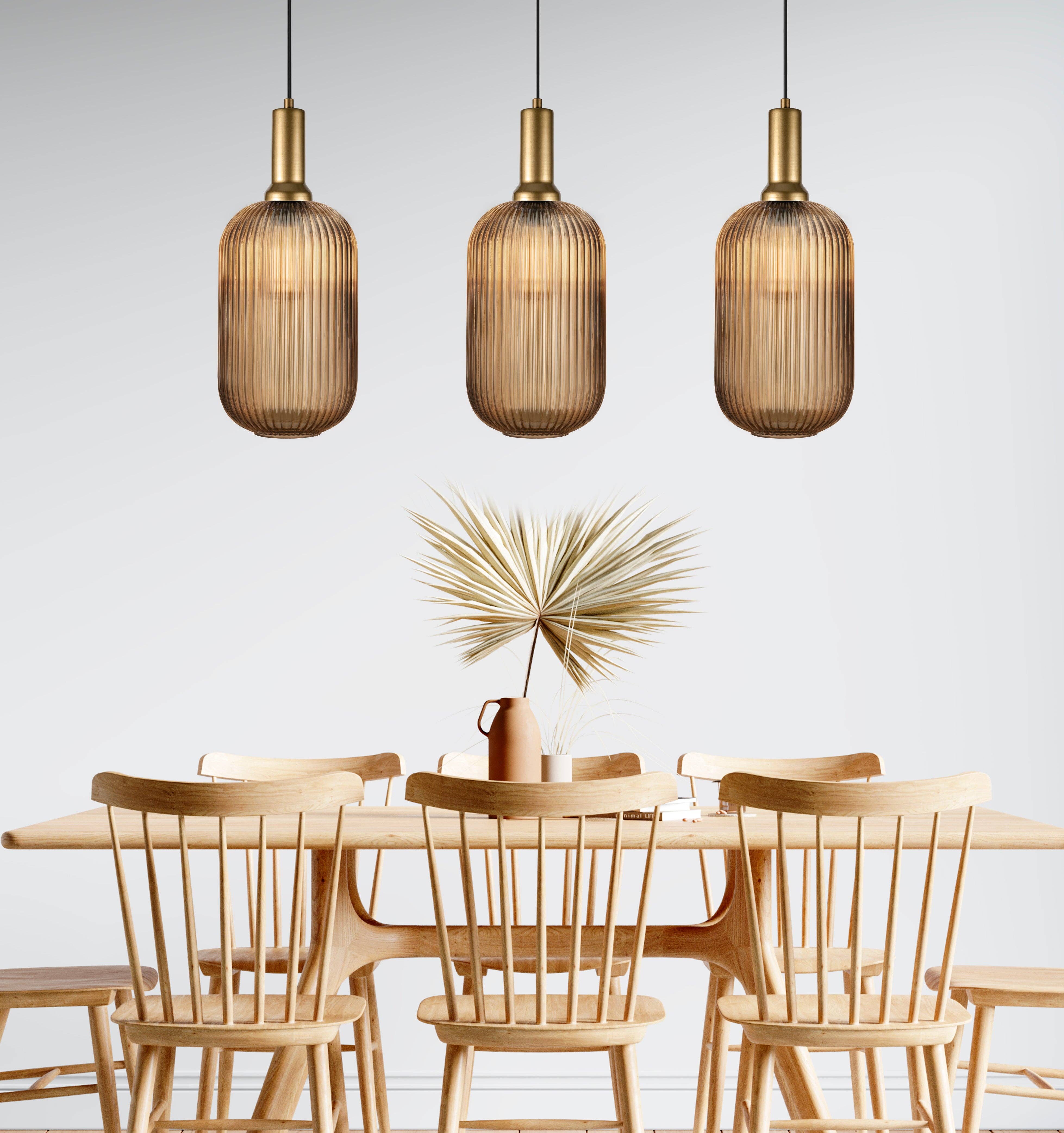 Eclipse Lighting - Wholesale Chandelier/Hanging Light - Linear Canopy Ribbed Glass Clear Multi Pendant Lighting Staircase, Custom Ribbed Glass Pendant Lighting, Multi Lighting for Stairwell Long Chandelier23