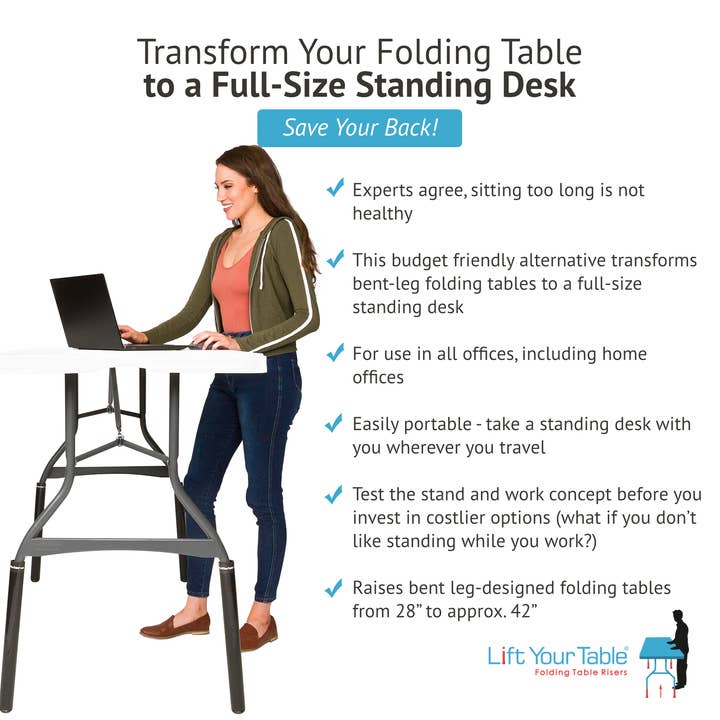 Lift Your Table® folding table risers - Wholesale Desk Riser - Lift Your Table® Standing Desk Kit - Folding Table Riser