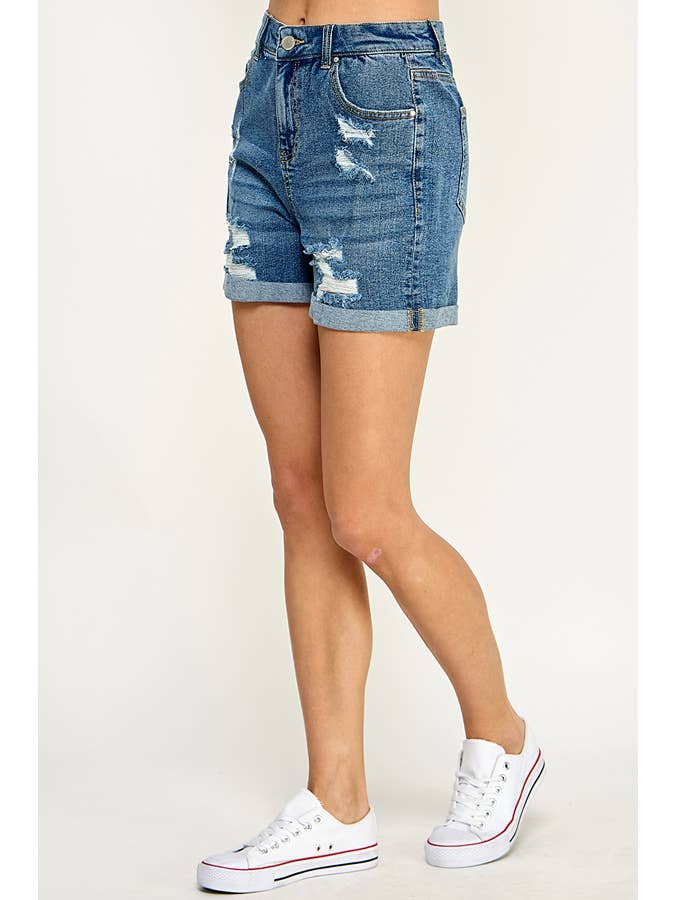 BLUE AGE - Wholesale Shorts - Women's - AUTHENTIC DESTRUCTED MOM SHORTS ,JS-20292